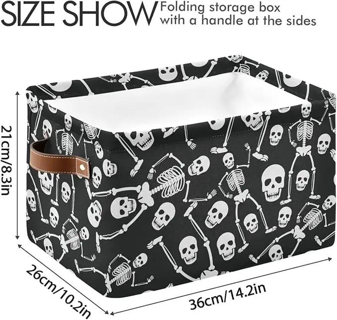 Skull Rectangular Storage Basket Organizer Bin Shelf Baskets For Clothes Gifts For Home Office Dorm by GreenHaven Gardens