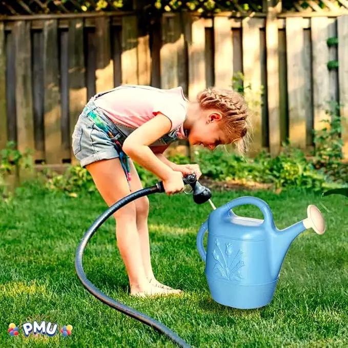 PMU 2 Gallon Watering Can - Garden Watering Can for Indoor & Outdoor Plants - Plastic Water Can with Detachable Sprinkler Head - Large Water Pot, Made in USA - Blue Pkg/6 by GreenHaven Gardens