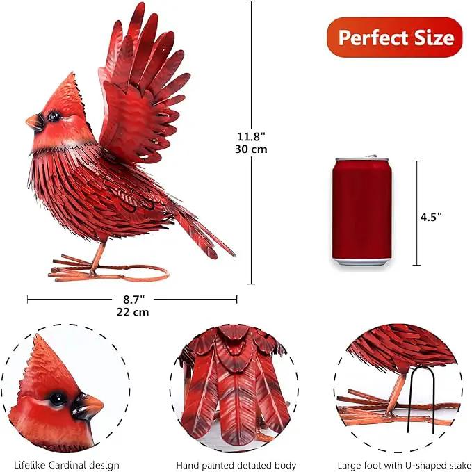 Nacome Cardinal Garden Decor Metal Yard: Art Outdoor Sculptures & Statues Large Red Bird Ornaments for Patio Balcony Front Backyard - Gifts for Grandma Mom by GreenHaven Gardens