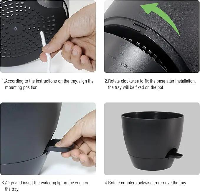 Large Self Watering Pots, 12/10/9 Plastic Planters with High Drainage Holes and Deep Reservoir for Indoor Outdoor Garden Plants and Flowers, Black by GreenHaven Gardens