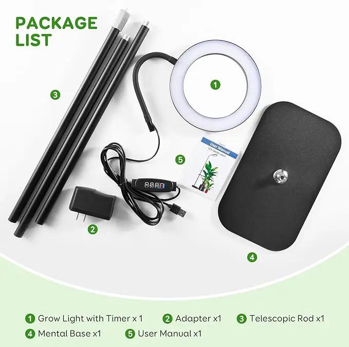 One Head Grow Lights for Indoor Plant Full Spectrum, Plant Lights for Indoor Growing with 3/9/12 Timer, 5 Dimmable Levels,Height Adjustable 16.5''-61",Strong Base for Large Plants Happy Light by GreenHaven Gardens
