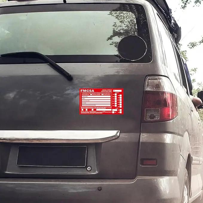 50-Pack Annual Vehicle Inspection Label 1.6 mil Aluminum Red FMCSA Label with Permanent Self Adhesive 6" x 3.5" DOT Compliant by GreenHaven Gardens