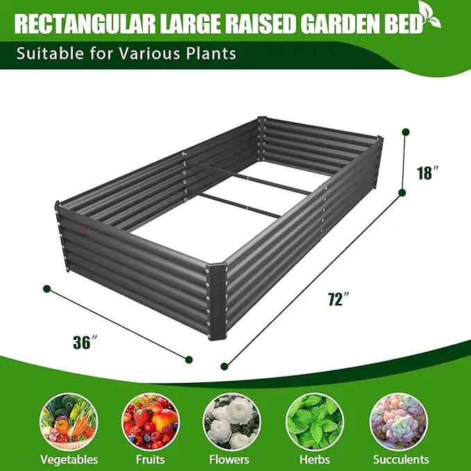 A ANLEOLIFE 6X3X1.5 ft Galvanized Raised Garden Beds Outdoor, Rectangular Metal Planter Box for Planting Vegetables Flowers Herb, Anti-Rust & Easy-Setup, Quartz Grey by GreenHaven Gardens