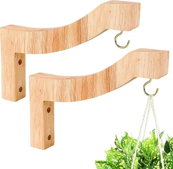 FGSAEOR T-Shaped Wooden Hanging Plant Bracket, 7-Inch Wall Hook Plant Hangers for Indoor Outdoor Hanging Bird Feeders, Flower Baskets, Wind Chimes by GreenHaven Gardens