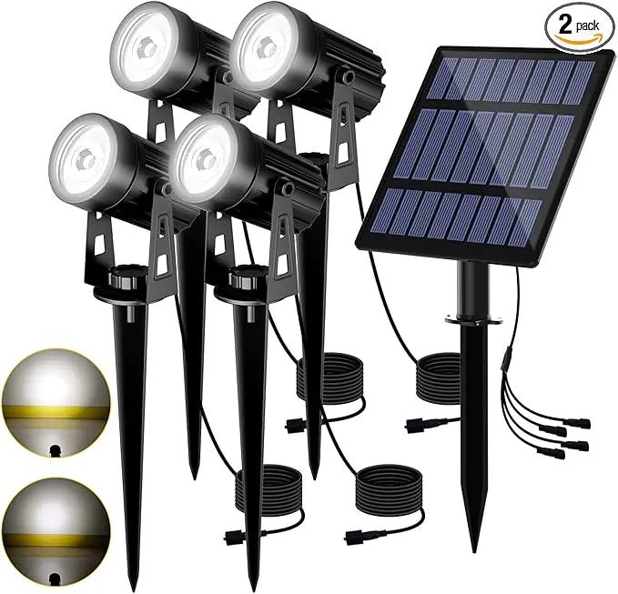 T-Sun Solar Spotlights Outdoor Waterproof, 4-in-1 Solar Landscape Spotlights Outdoor Waterproof Auto ON/Off Solar Lights for Garden, Yard, Driveway, Pool Area(White) by GreenHaven Gardens