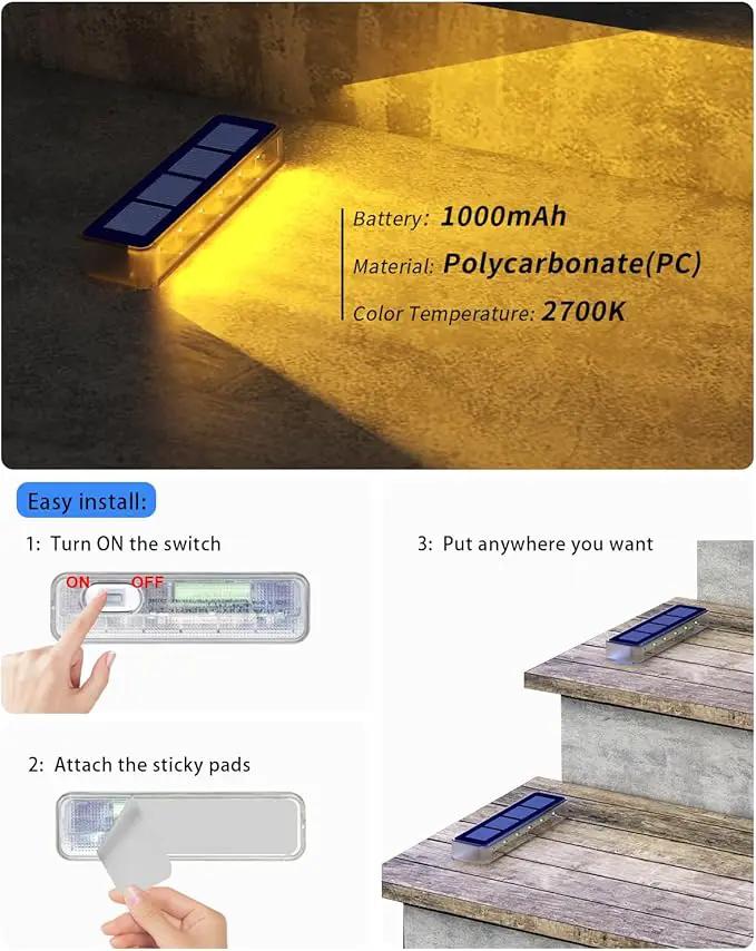 Solar Step Lights for Outside,8 Pack Solar Stair Lights Outdoor Waterproof,Warm White Deck Light Solar Powered Waterproof for Steps,Stairs,Walkway,Sidewalk,Patio,Pathway by GreenHaven Gardens