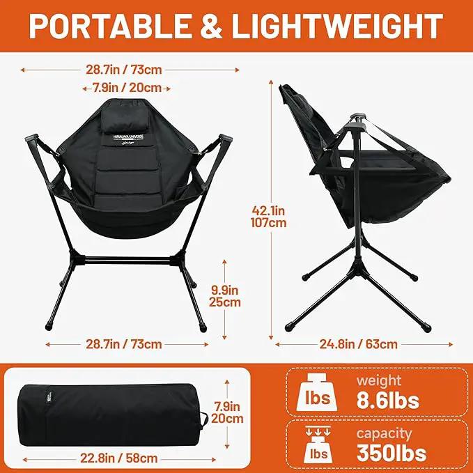 Himalaya Hammock Camping Chair, Swinging Portable Folding Camp Chairs for Adults Heavy Duty Foldable Oversized Rocker with Aluminum Alloy Frame for Outdoor Lawn，Backyard，Beach and Patio Sport by GreenHaven Gardens