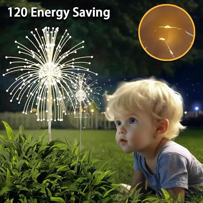 Honche Solar Garden Lights, 2 Pack Decorative Solar Outdoor Lights Weatherproof IP65 8 Lighting Modes Firework Lights for Garden Patio Counrtyards Pathway Parties (WarmWhite-8LightingMode-Oval) by GreenHaven Gardens