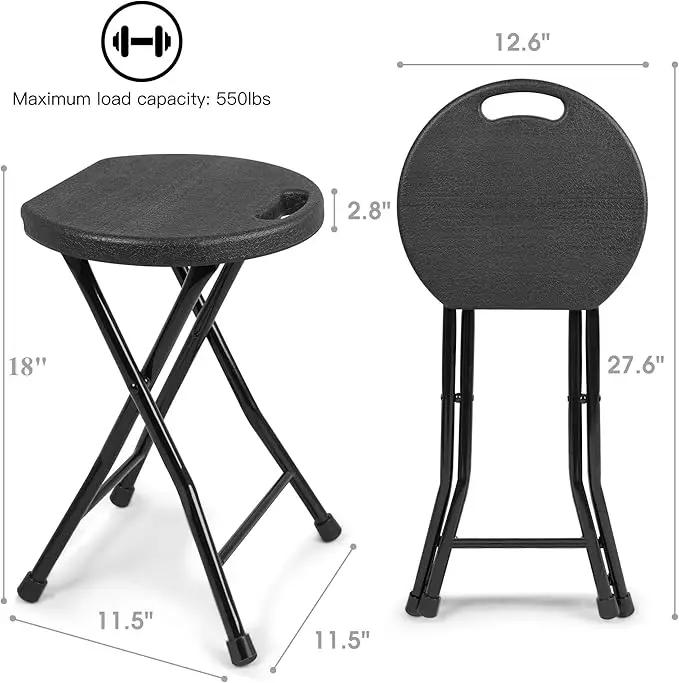 Folding Stool, 550lbs Capacity Foldable Stool with Handle, Portable Stools for Adults Heavy Duty, 18 inch Collapsible Chair for Meeting Room/Party/Garden/Home (Set of 2, Black) by GreenHaven Gardens