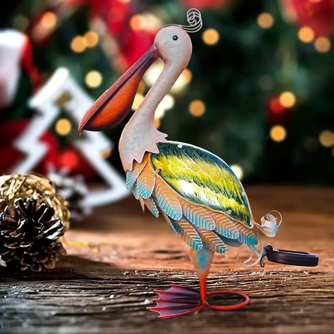 HONGLAND Solar Metal Pelican Statues Garden Sculpture & Statues, Glass Outdoor Pelican Yard Art Coastal Ocean Bird Decor Lawn Ornament for Backyard Porch Patio Decor（19 Inch） by GreenHaven Gardens