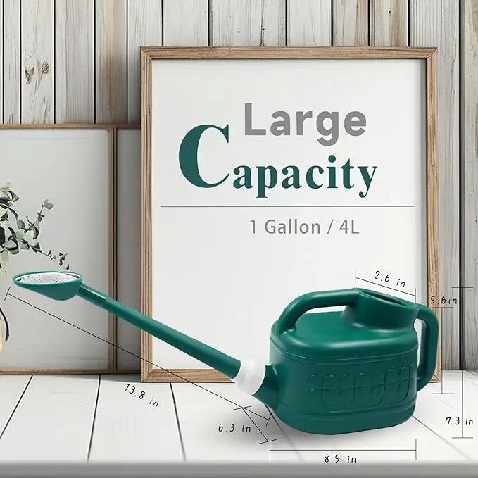 Watering Can for Indoor & Outdoor Plants, Plant Watering Can with Stainless Steel Shower Head, 1 Gallon Plastic Water Can for Garden, Flowers, Vegetable, Greenhouse (AlpineGreen) by GreenHaven Gardens