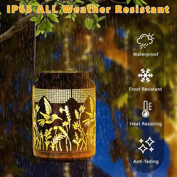 2 Pack Hummingbird Solar Lanterns Outdoor Waterproof LED 6.9" Metal Hanging Solar Lights Outdoor Hummingbird Decorative Lanterns for Patio,Garden,Pathway,Lawn Yard Birthday Gifts for Women Mom by GreenHaven Gardens