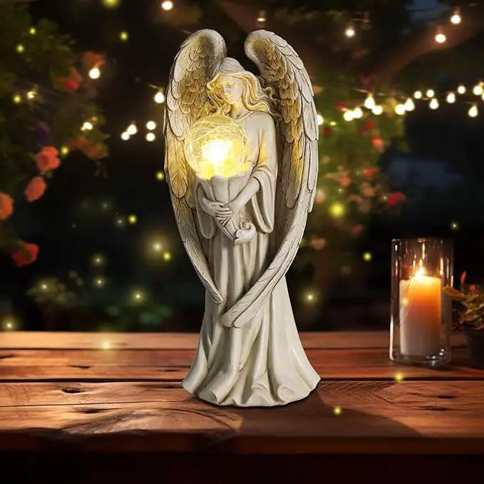 Angel Statues for Garden-Garden Angels Outdoor Statue - Solar Angels Figurines Holding Glass Ball for Outdoor Decor or Housewarming Gift by GreenHaven Gardens