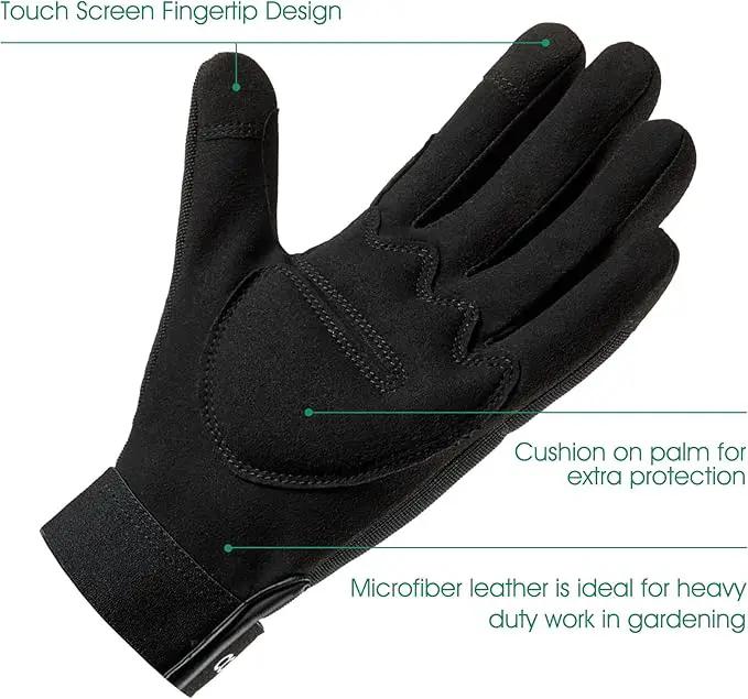 COOLJOB Thorn Proof Garden Gloves with Touchscreen Fingers for Men, Rose Pruning Work Gloves with Palm Cushion for Gardener, Farmer and Landscaper (Black 1 Pair XL) by GreenHaven Gardens