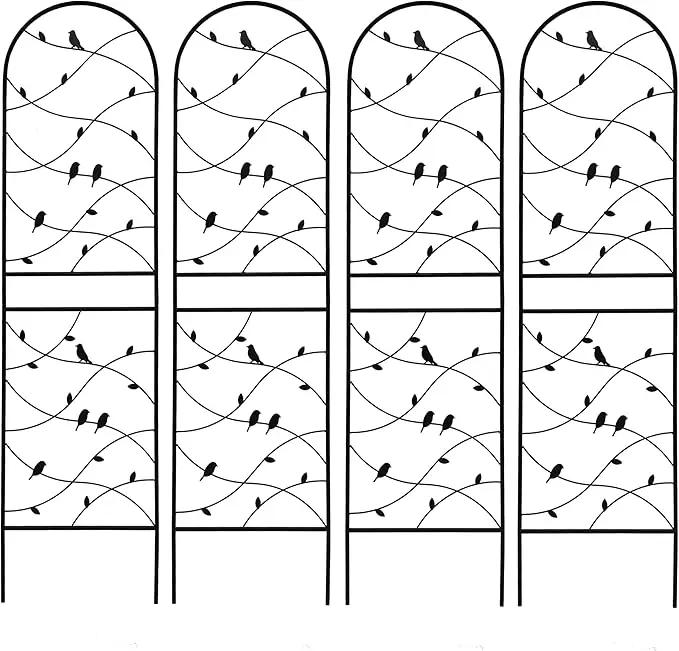 Metal Garden Trellis Rustproof Trellis for Climbing Plants Outdoor Flower Support Bird Deco (Black-4 Pack, 71"x19.7") by GreenHaven Gardens