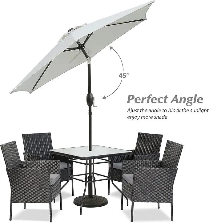 Aok Garden 7.5 ft Patio Umbrella Outdoor Market Umbrella Tilt Button and Crank 6 Ribs for Deck Lawn Pool& Backyard by GreenHaven Gardens