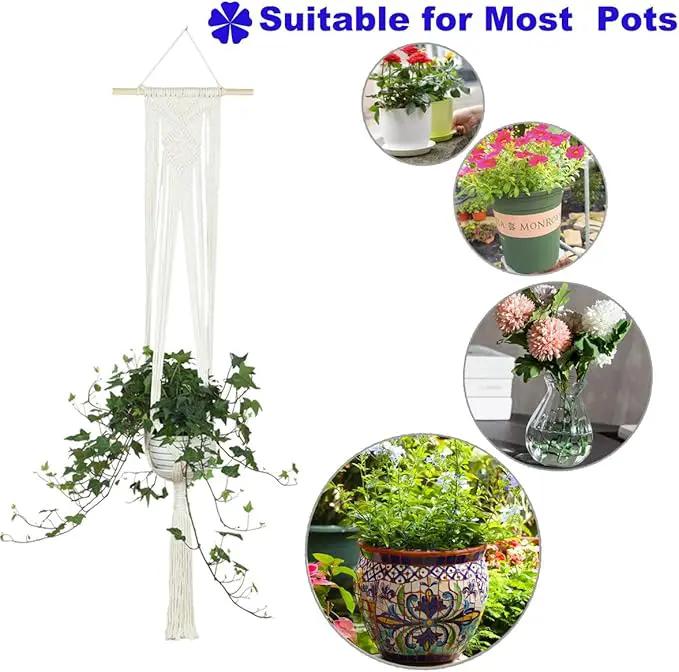 JES&MEDIS 5-Pack Macrame Plant Hangers with 5 Hooks, Different Tiers, Handmade Cotton Rope Hanging Planters Set Flower Pots Holder Stand, for Indoor Outdoor Boho Home Decor by GreenHaven Gardens