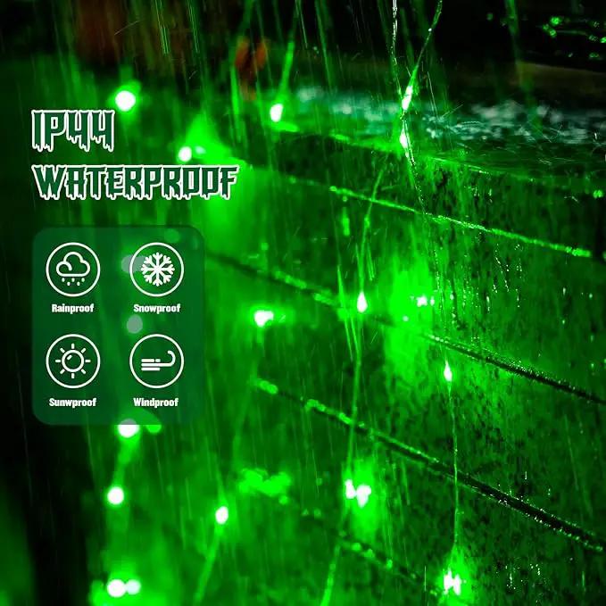 JMEXSUSS 2 Pack Green Solar Halloween Lights Each 66ft 200 LED Green Solar Lights Outdoor, 8 Modes Copper Wire Solar Fairy Lights for Garden Yard Patio Christmas Halloween Decorations by GreenHaven Gardens