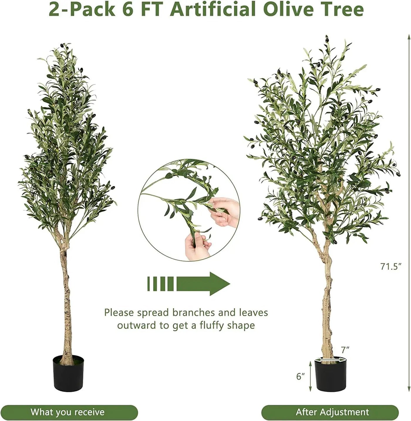 6 Feet Artificial Olive Tree in Cement Pot by DirectDeals