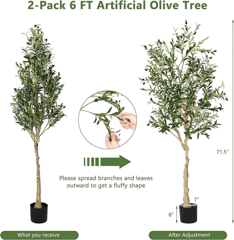 6 Feet Artificial Olive Tree in Cement Pot by DirectDeals