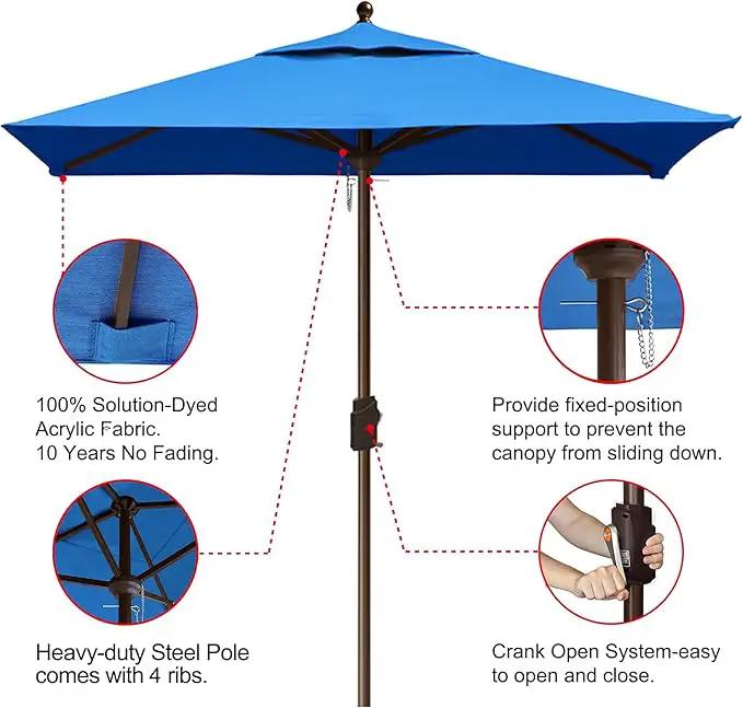 EliteShade USA 10-Year-Non-Fading 6x6Ft Square Market Umbrella Patio Outdoor Table Umbrella with Ventilation, Royal Blue by GreenHaven Gardens