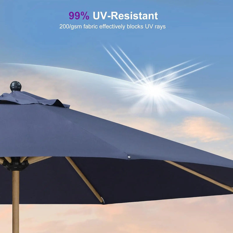 PURPLE LEAF 11 Feet Patio Umbrella Outdoor Table Umbrella Round Aluminum Market Umbrella with 8 Sturdy Ribs & Crank Commercial Outdoor Umbrellas for Garden Deck Patio, Navy Blue by GreenHaven Gardens