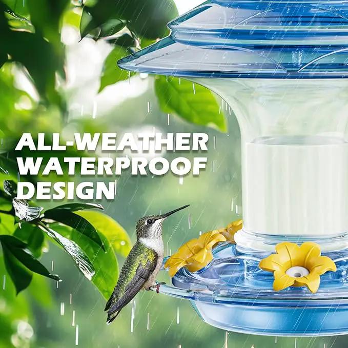 Birdream Hummingbird Feeder for Outdoors Hanging, 20oz Hummingbird Feeders with 5 Bee Guard Feeding Ports & Built-in Ant Moat Brush Leak-Proof for Outside Gifts for Women - Blue by GreenHaven Gardens