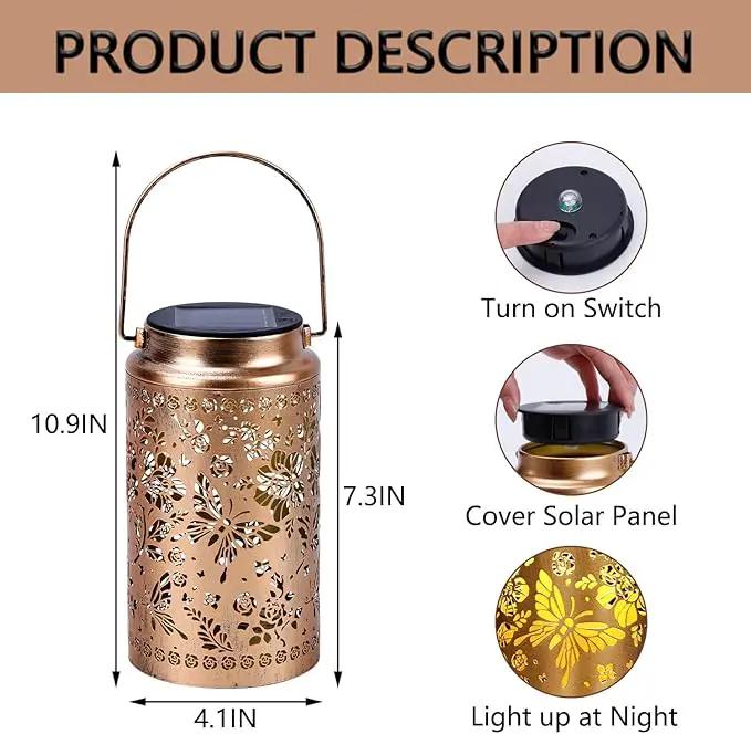 Butterfly Solar Lanterns Outdoor Waterproof, Metal Hanging Lights Decorations for Garden Yard Lawn Patio, Unique Butterfly Gifts for Women Mom Grandma Gardener Mother in Law Christmas by GreenHaven Gardens