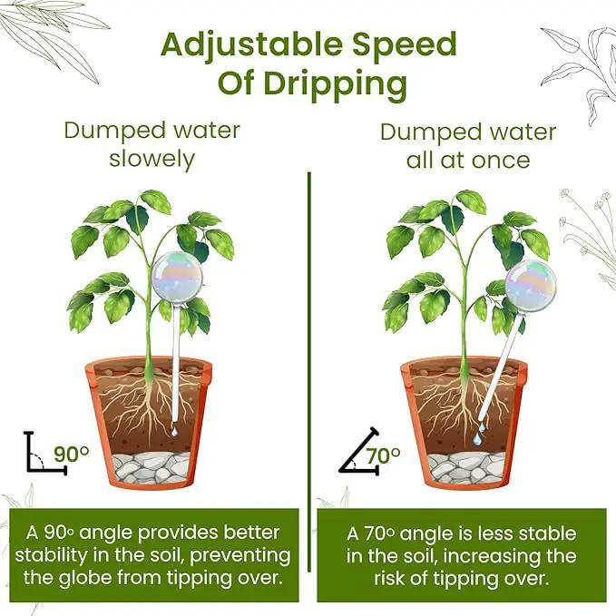 2 Pcs Iridescent Self Watering Globes, Glass Rainbow Plant Watering Globes, Self Watering Planter Insert, Automatic Plant Waterer Indoor, Plant Watering Devices, Plant Water Globes, Watering Bulb by GreenHaven Gardens