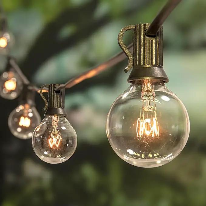 Outdoor String Lights, 100Ft G40 Globe Patio Lights Waterproof with 100 Warm White Bulbs, Connectable Hanging Backyard Light for Outside Garden Balcony Holiday Party Decor-Black by GreenHaven Gardens