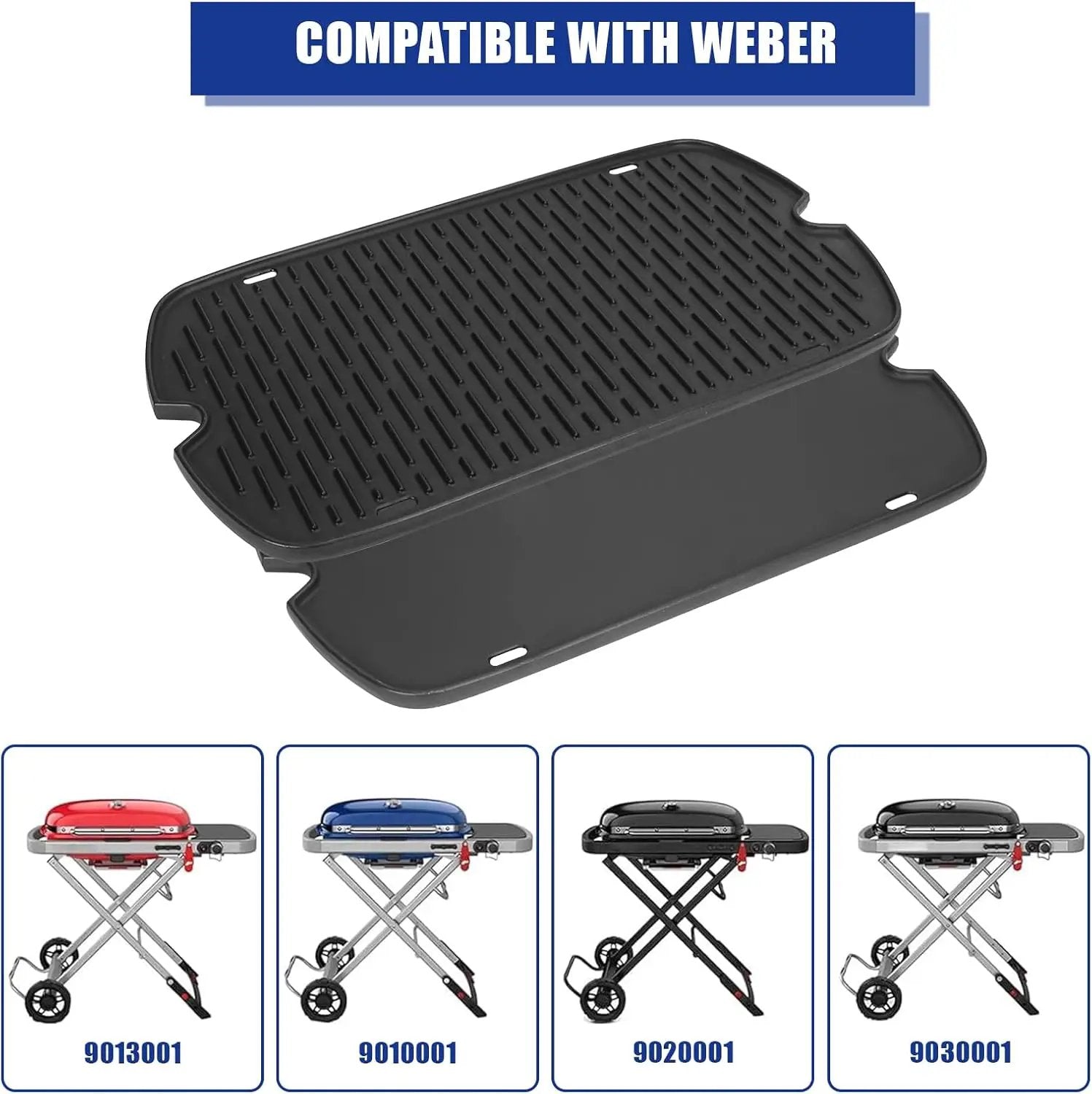 AJinTeby Cast Iron Griddle for Weber Traveler Portable Series Gas Grills Parts, Non-stick Griddle for Traveler Gas Grill, Camping Plate, for Weber Portable Grill Accessories with Carry Bag by GreenHaven Gardens
