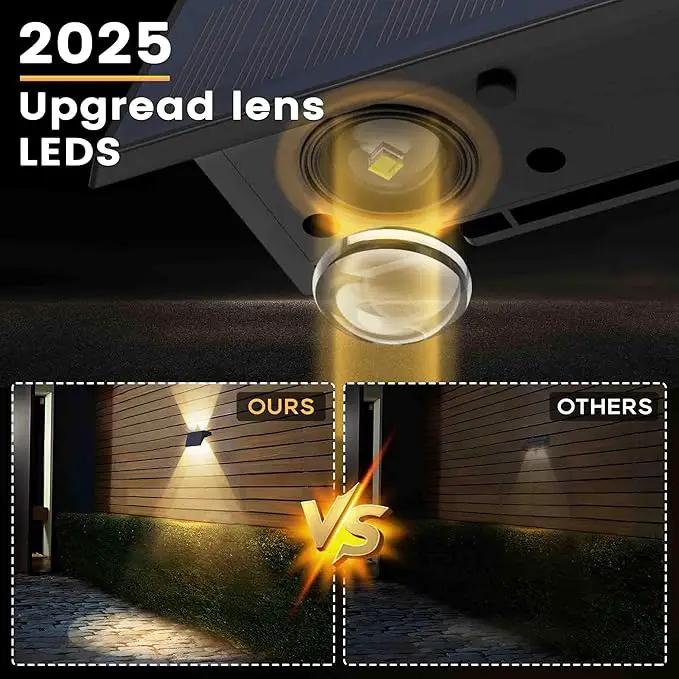 Fence Lights Solar Powered, 12-Pack Solar Fence Lights Up/Down Flexible Buttons, IP67 Waterproof for Outdoor, 120LM Bright, Auto Dusk to Dawn for Wall/Stairs/Yard/Railing/Deck/Pathway (White & RGB) by GreenHaven Gardens