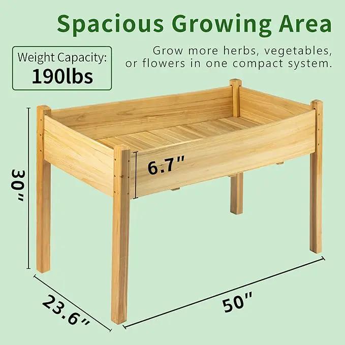 Premium Fir Wooden Raised Garden Bed with Four Legs for Backyard and Balcony Gardening,Suitable for Indoor and Outdoor use,49.5''×23.5''×30'' by GreenHaven Gardens