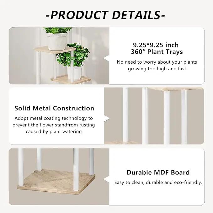 AZERPIAN Plant Stand 4 Tier Indoor Metal Flower Shelf for Multiple Plants Corner Tall Flower Holders for Patio Garden Living Room Balcony Bedroom, Black (4 Tier-White) by GreenHaven Gardens