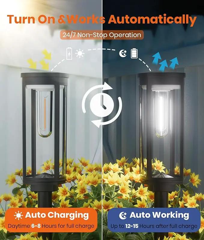 Solar Pathway Lights Outdoor Solar Lights Outdoor, IP65 Waterproof Auto On/Off Solar Garden Lights Solar Powered Landscape Lighting for Yard Walkway Driveway Pathway (Cool White, 2pack) by GreenHaven Gardens