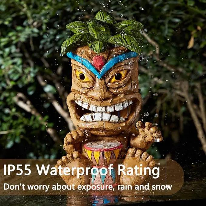 Outdoor Tiki Statue Decoration-Solar Power Light Tiki Garden Statues-Tiki Bar Decor Totem Pole Waterproof Figurines for Garden,Patio,Balcony,Yard,Lawn Ornament,10.43 Inch Tall by GreenHaven Gardens