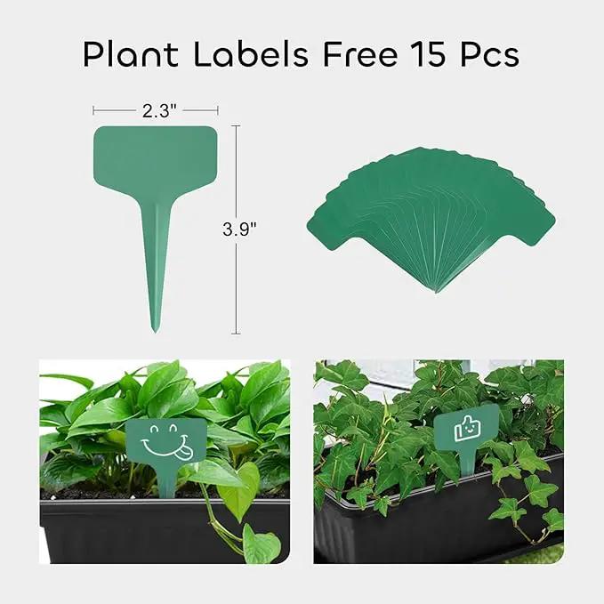 GROWNEER 6 Packs 17 Inches Black Flower Window Box Plastic Vegetable Planters Long Pots with 15 Pcs Plant Labels for Outdoor Indoor Windowsill, Patio, Garden, Home Decor, Porch by GreenHaven Gardens