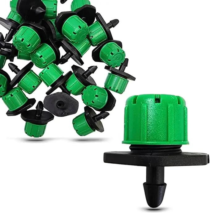 (25-Pack) - 1/4" Inch Universal Barbed Drip Emitter - Adjustable Flow 0-18.5 GPH Fit 1/4 (4-7mm) Drip Irrigation Tubing - Professional Grade (25 Pack Dripper Only) by GreenHaven Gardens