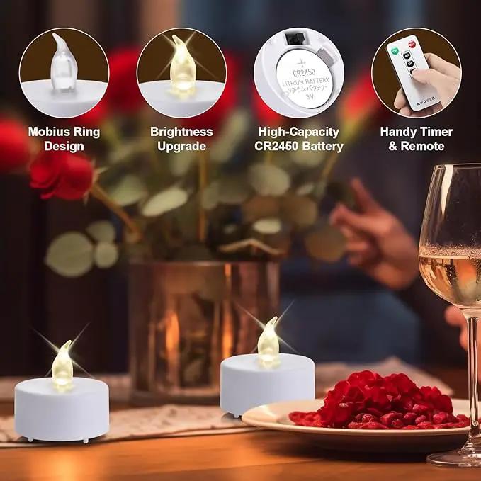 Tea Light Candles with Remote Control,12pack Flickering Flameless LED Candle,Long Lasting 400+Hours,Battery Operated with Timer for Home Decoration Seasonal &Festival Celebration WarmWhite by GreenHaven Gardens