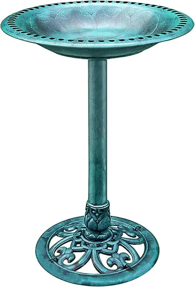 VIVOHOME 28 Inch Height Polyresin Lightweight Antique Outdoor Garden Bird Bath Green by GreenHaven Gardens
