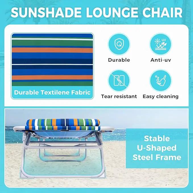 #WEJOY Folding Lounge Chair with Canopy Shade, Portable Adjustable 5-Position Patio Chaise Lounger with Pillow & Storage Pocket for Lay Flat Outdoor Lawn Backyard Beach Camping Pool Tanning by GreenHaven Gardens