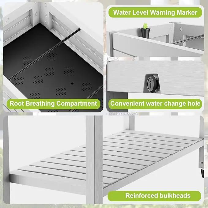 Elevated Raised Garden Bed with Wheels,Outdoor Large Resin Patio Planter Box Stand Divisible with Drain Plug,Water Monitor for Plants Vegetables Flowers Fruits(Ashen) by GreenHaven Gardens