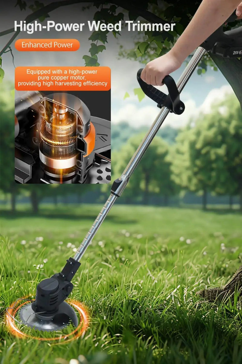 Cordless Weed Wacker,Lightweight Telescoping Shaft,Electric Weed Eater,2 Batteries,Enhanced Safety Features,Grass Trimmer Cordless for Lawn, Garden, Yard GCJ-Black by GreenHaven Gardens