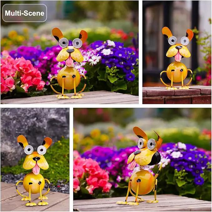 Dog Solar Lights Outdoor,Yard Art Metal Dog Statues,Outdoor Funny Dog Statue for Garden Decor Yard Lawn Ornaments by GreenHaven Gardens