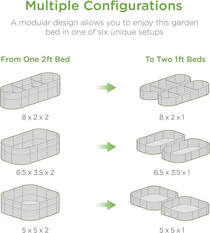 Best Choice Products 8x2x2ft Metal Raised Garden Bed, Oval Outdoor Deep Root Planter Box for Vegetables, Herbs w/ 4 Support Bars, 215 Gal Capacity - Peacock Blue by GreenHaven Gardens