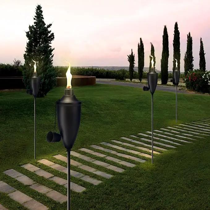 6 Pack Garden Torches for Outside， 22 oz Metal Citronella Torch with 3-Prong Grounded Stake, Perfect for Patio, Lawn, and Backyard Décor by GreenHaven Gardens