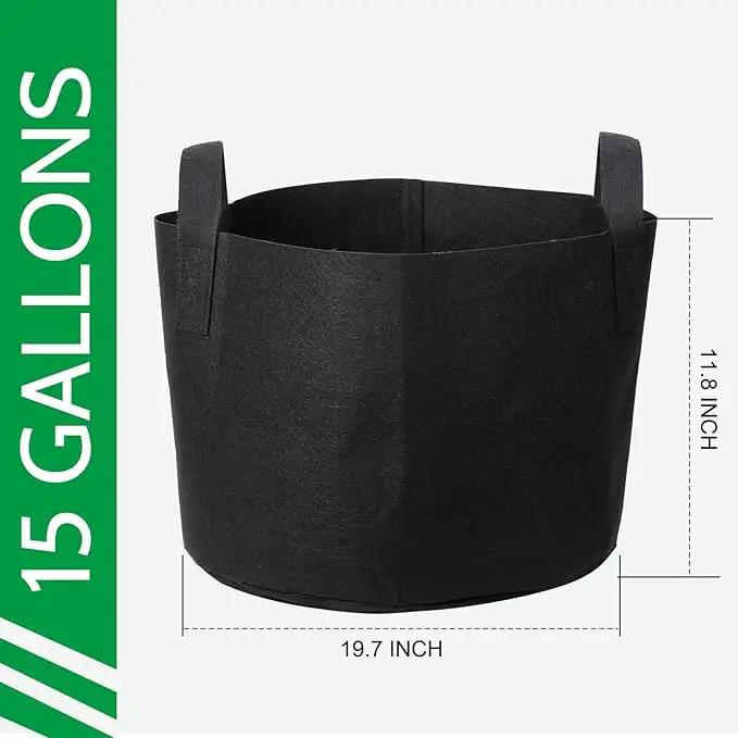 JERIA 12-Pack 15 Gallon, Vegetable/Flower/Plant Grow Bags, Aeration Fabric Pots with Handles (Black), Come with 12 Pcs Plant Labels by GreenHaven Gardens