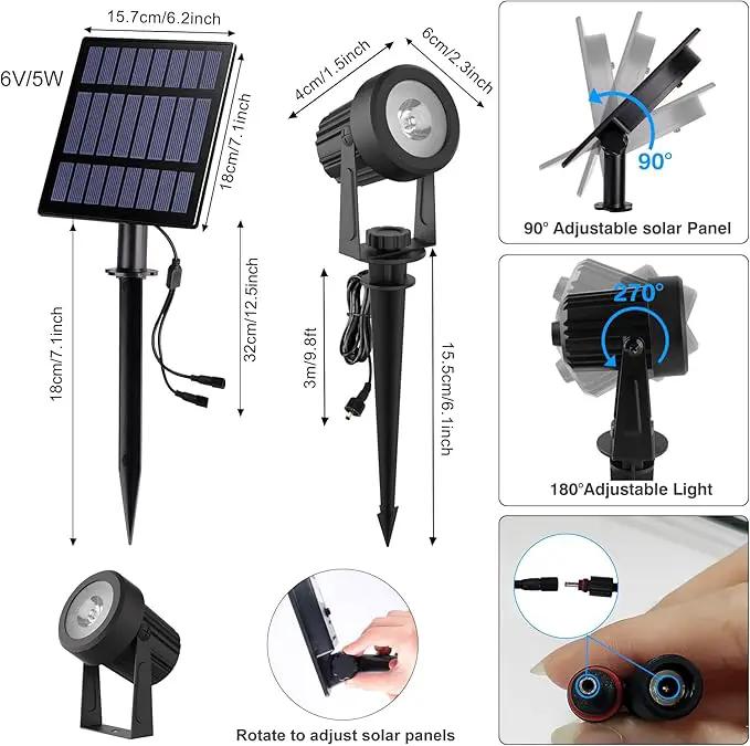 Solar Spot Lights Outdoor, Color Changing Lights RGB Landscape Lighting Waterproof Auto ON/Off Adjustable Garden Spotlight for Yard, Garden, Driveway, Pool, Lawn (6-in-1) by GreenHaven Gardens