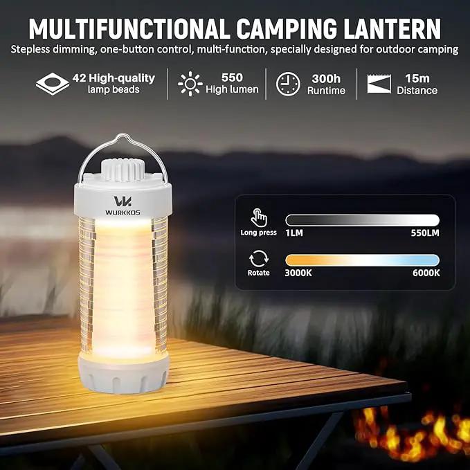 Wurkkos CL01 Camping Lantern Rechargeable, 550LM Waterproof Tent Light with Magnet Base, Up to 300H Runtime,Portable Lantern Flashlight with RGB light,Emergency Camp Light for Hurricane,Hiking,Camping by GreenHaven Gardens
