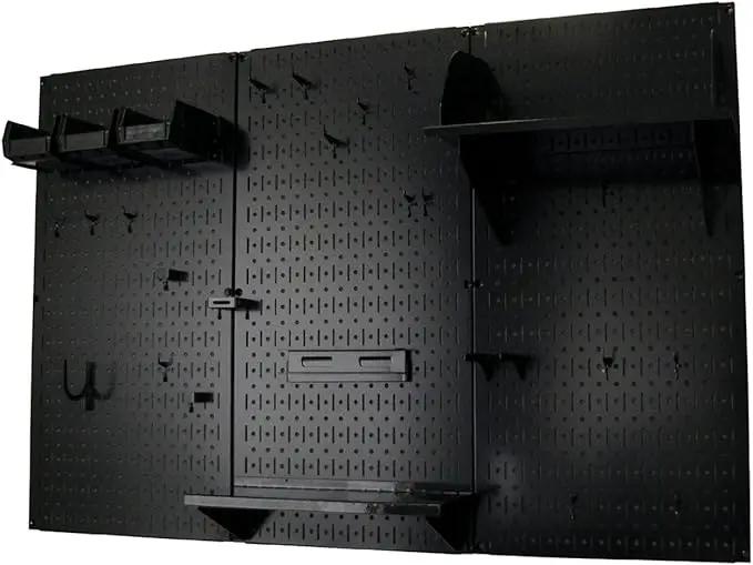 Wall Control Pegboard Organizer 4 ft. Metal Pegboard Standard Tool Storage Kit with Black Toolboard and Black Accessories by GreenHaven Gardens